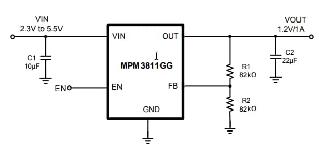 Application Circuit Diagram - Monolithic Power Systems (MPS) MPM3811 Switching Voltage Regulators